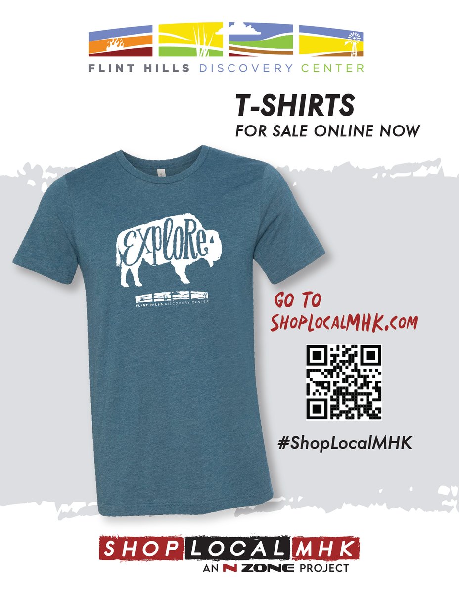 DiscoverFHDC's tweet photo. We are excited to be a part of N Zone Sportswear's #ShopLocalMHK campaign! For each shirt purchased, a portion of the proceeds will be donated to the Flint Hills Discovery Center Foundation to support youth education programs offered at the FHDC! https://t.co/aENk8Fkaa0 https://t.co/evffUT1eZC