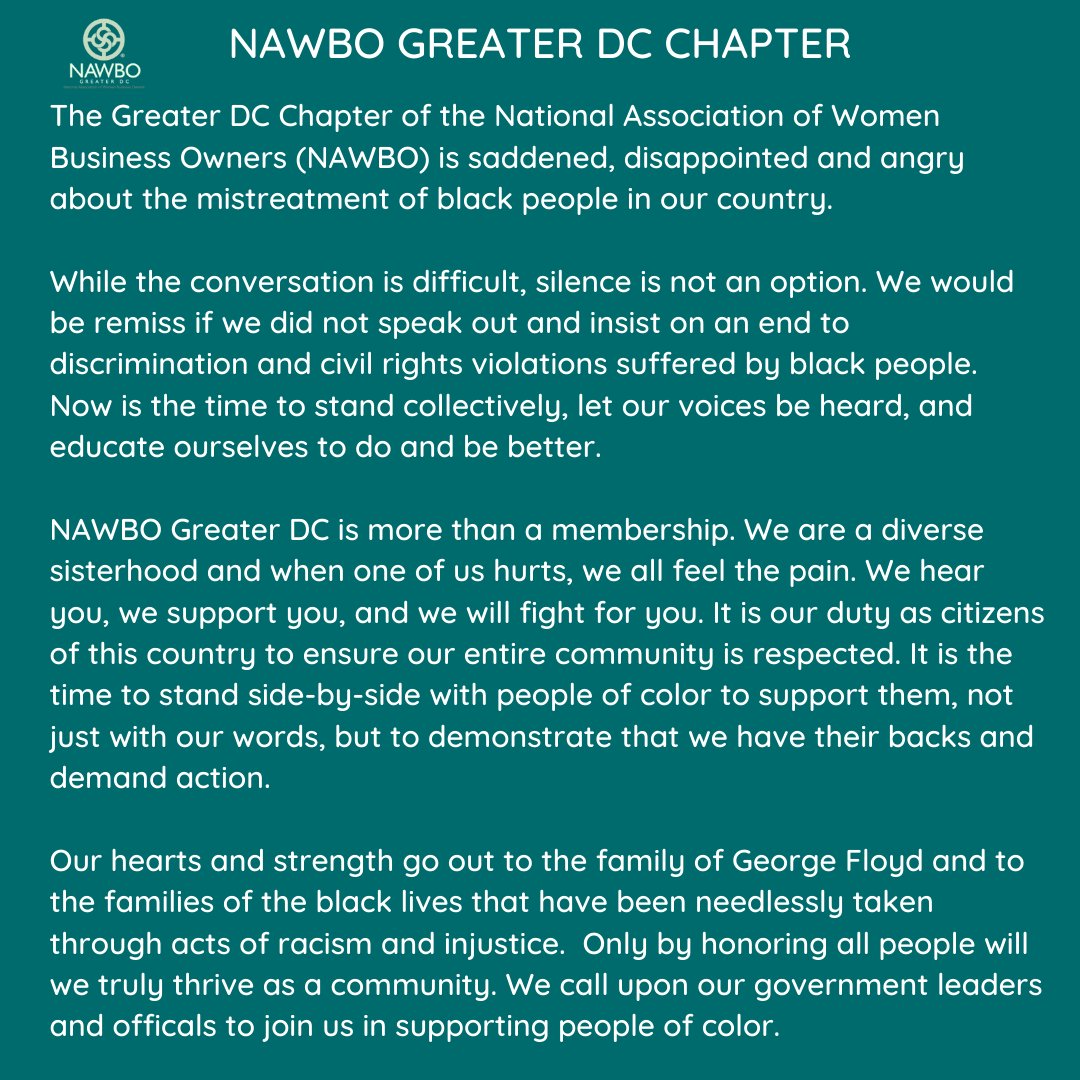 Statement of Solidarity from the NAWBO Greater DC Chapter.