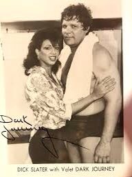 Dark Journey got her start in the 80s as a valet, a black woman escorting Dick Slater (a white man) to the ring in the South. One of the few African American women working in wrestling at the time.