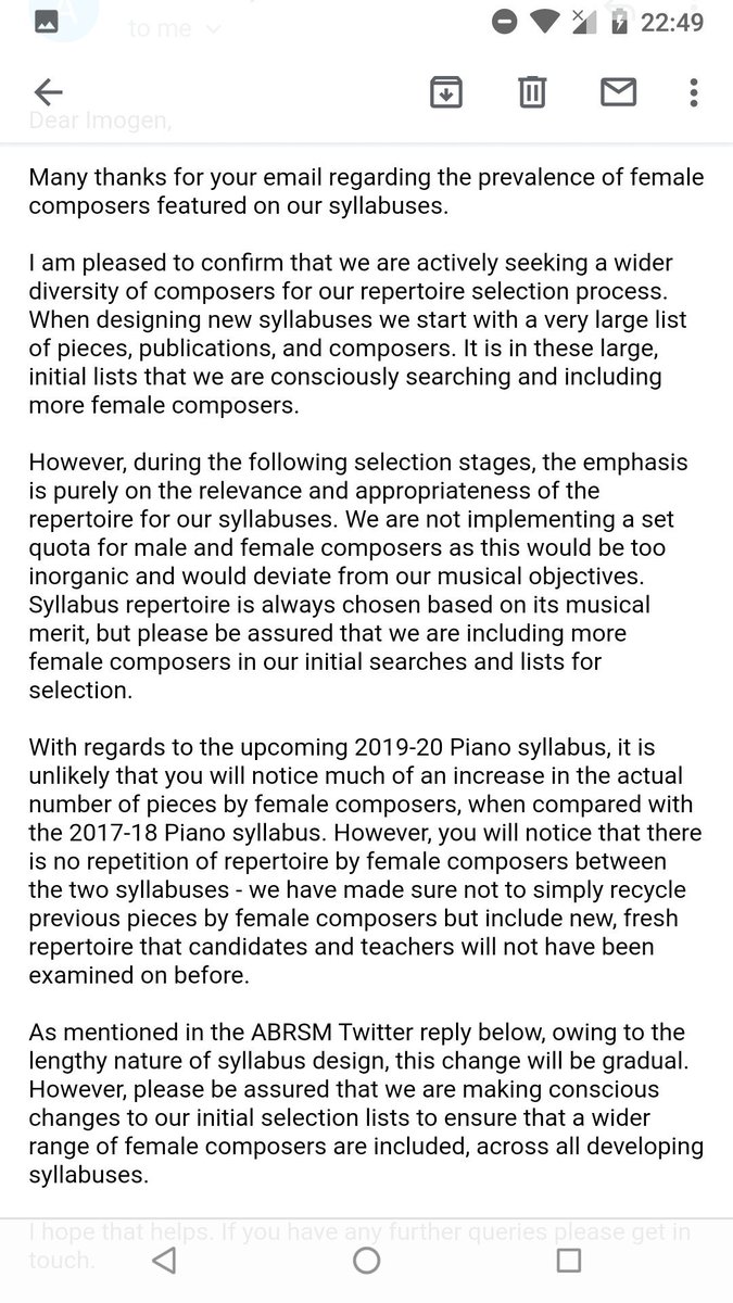 immytweets8's tweet photo. TWO YEARS ago @ABRSMChiefExec  and @ABRSM told me they took their responsibility towards female composers "very seriously" as well. No change. We need immediate action @ABRSM not just words.

I look forward to seeing your timely action points https://t.co/e0asZwmTtf