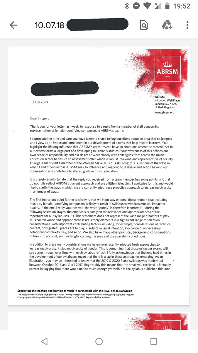 immytweets8's tweet photo. TWO YEARS ago @ABRSMChiefExec  and @ABRSM told me they took their responsibility towards female composers "very seriously" as well. No change. We need immediate action @ABRSM not just words.

I look forward to seeing your timely action points https://t.co/e0asZwmTtf