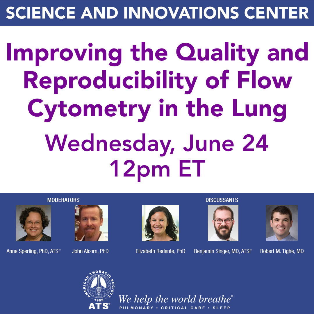 ATS_SIC (@atssic) on Twitter photo Register Now: thoracic.zoom.us/meeting/regist…
Topic: Improving the Quality and Reproducibility of Flow Cytometry in the Lung
Wednesday, June 24, 12 p.m. ET
For: PhDs, MDs, Nurses, Early Career Professionals
<a href="/annesperling1/">Anne Sperling, PhD, ATSF</a> @bsinger007 <a href="/RobertMTighe1/">Robert M Tighe</a> @ElizabethRedent Register Now: thoracic.zoom.us/meeting/regist…
Topic: Improving the Quality and Reproducibility of Flow Cytometry in the Lung
Wednesday, June 24, 12 p.m. ET
For: PhDs, MDs, Nurses, Early Career Professionals
<a href="/annesperling1/">Anne Sperling, PhD, ATSF</a> @bsinger007 <a href="/RobertMTighe1/">Robert M Tighe</a> @ElizabethRedent