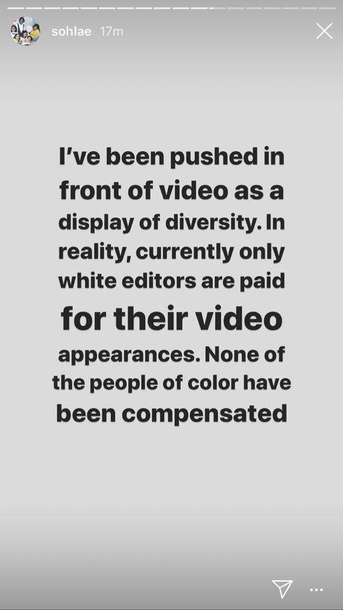 sarahmanavis's tweet image. In case you’ve missed it: Not only is Sohla one of the only front facing Bon Appetit editors to denounce EIC Adam Rapoport doing brown face, apparently only white BA editors are paid for their video appearances. Here’s her Instagram story just now