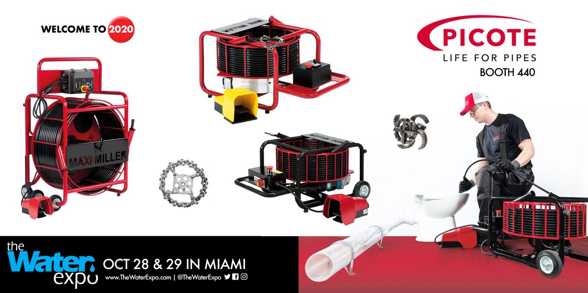 TheWaterExpo's tweet photo. #TheWaterExpo would like to welcome back @PicoteSolutions  to our 2020 edition, now October 28th and 29th at the DoubleTree by Hilton Hotel Miami Airport &amp; Convention Center.
Find them in booth 440! #draincleaning #sewer #plumber #plumbing #septic #jetter #camerainspection https://t.co/Q4m68ALfRY