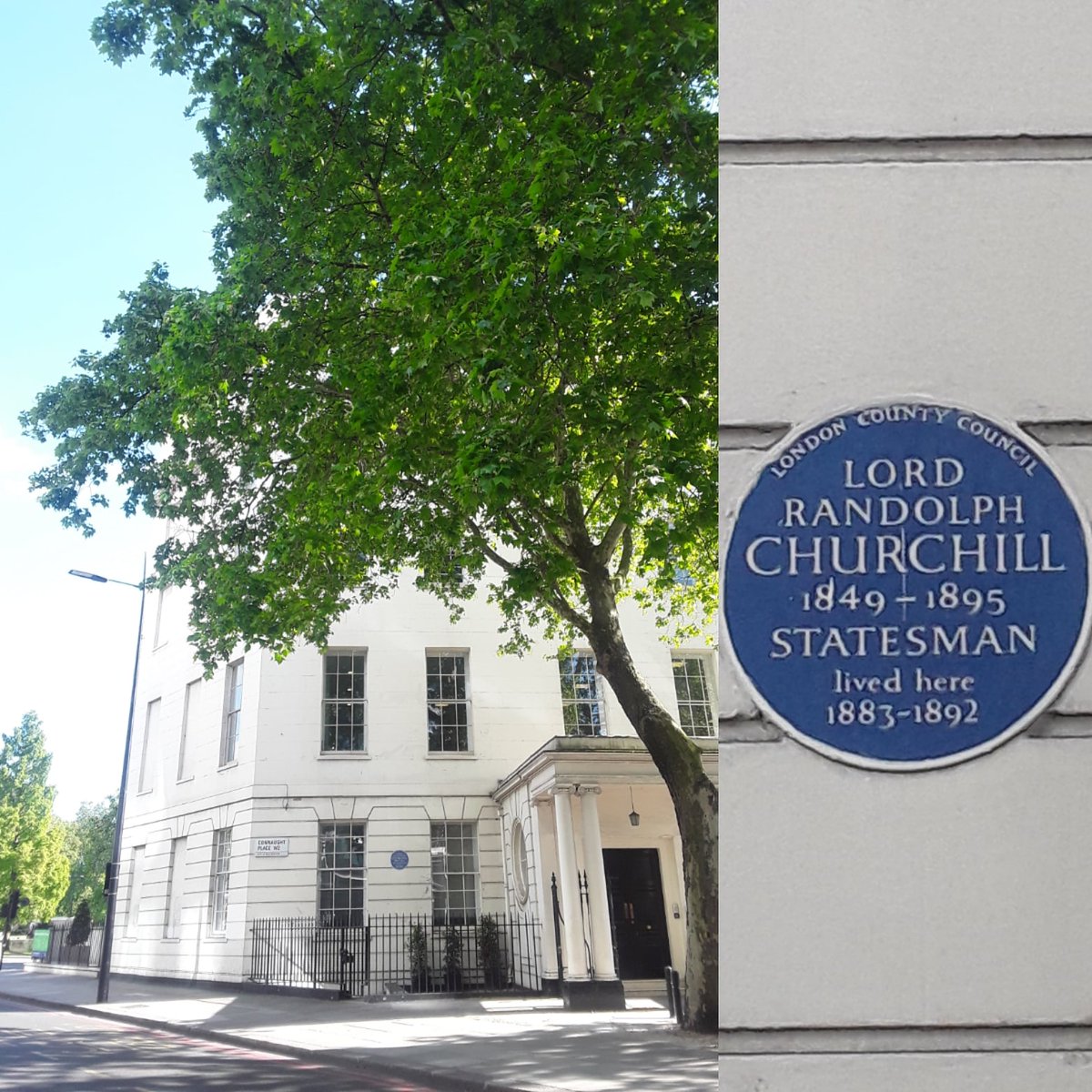 LondonersLondon's tweet photo. My #LondonersLondon tip  61 for #Marylebone - #LordRandolphChurchill #BluePlaque on side of former residence at 2 Connaught Place on edge of @theroyalparks #HydePark. Father of #WinstonChurchill &amp; formulated #Tory #Democracy or #OneNationConservatism. #LetsGuide #UniquelyLondon https://t.co/Y8HBoycpuY