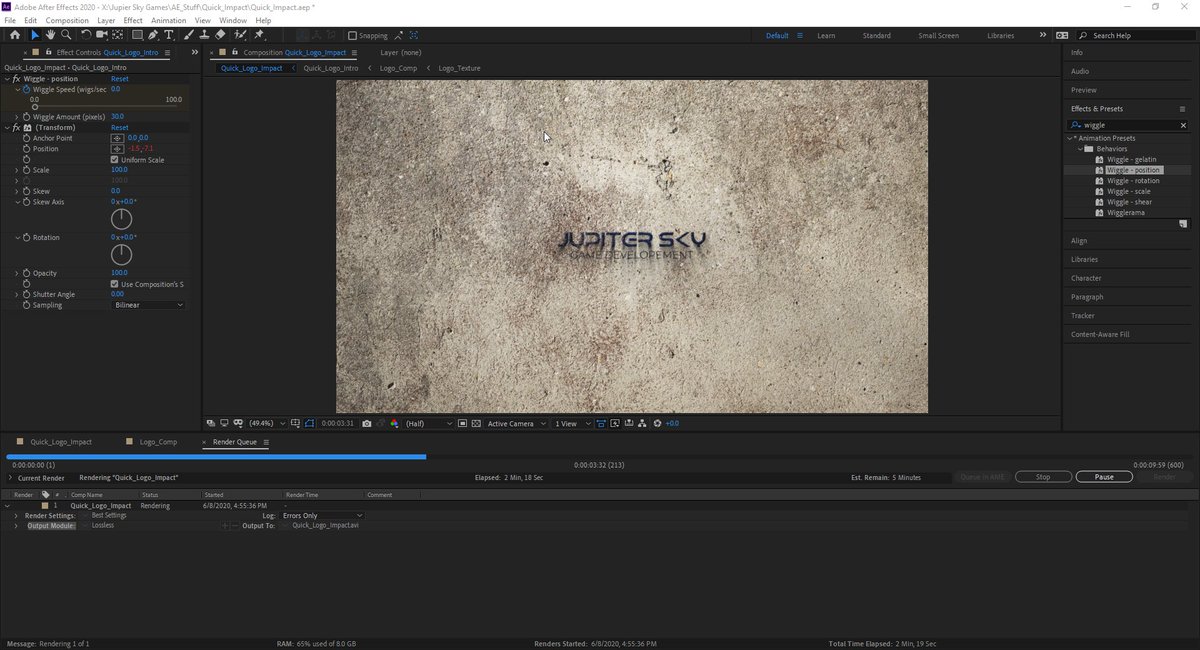 JSG_Kristopher's tweet image. Today I&apos;m working in #aftereffects on some video intros. I&apos;ve been following some tutorials on #youtube. Hoping to add my own twist and also throw up some tutorials of my own soon!