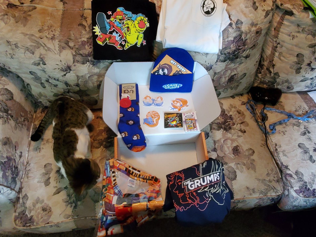 CorktheDork's tweet photo. Had to wait until my girlfriend got home, but here's the @GameGrumps Gachapon haul! Boo amiibo was a cool suprise. Boxes are cat approved. Overall 10/10, would order again. https://t.co/dGzCI6YAra