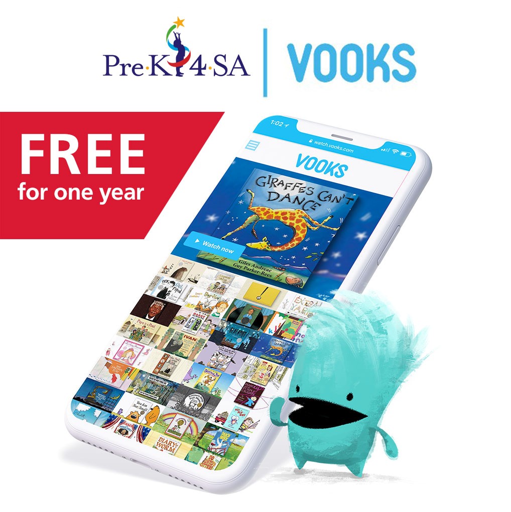 PreK4SA's tweet photo. FREE streaming storytime for a year! Pre-K 4 SA has partnered with Vooks, an online children’s storybook streaming service, to offer a one-year subscription to all children ages 4-6 in Bexar County. Stay tuned this week for updates on how to sign-up. https://t.co/t7eE7jaELW