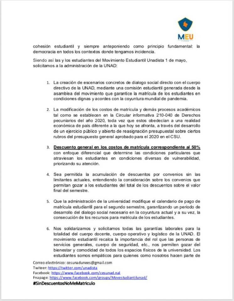 Movimiento Estudiantil Unadista 1 de Mayo tweet media