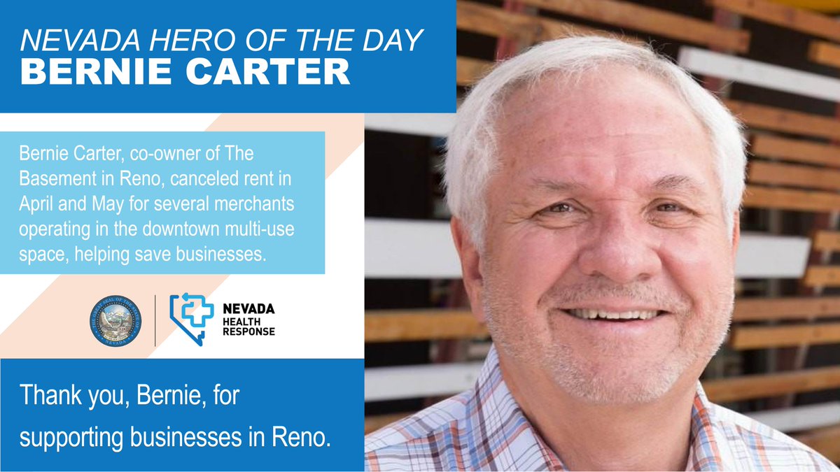 Bernie Carter, co-owner of <a href="/TheBasementReno/">The Basement Reno</a>, a multi-use space with several local merchants. Bernie declined to charge businesses April or May rent after they closed their doors because of the #COVID19 pandemic. Thank you, Bernie, for supporting Reno businesses.