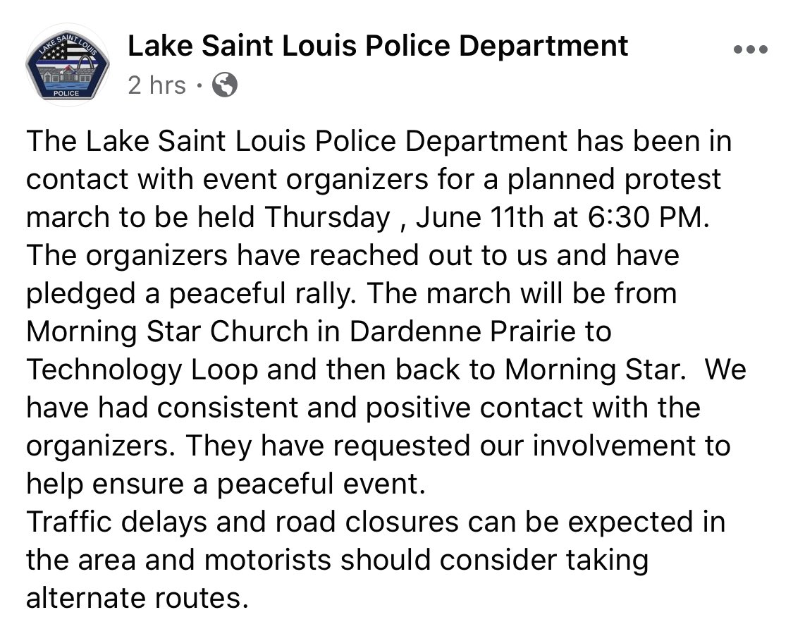 St. Charles County Scanner Traffic on Twitter "Protest planned in Lake