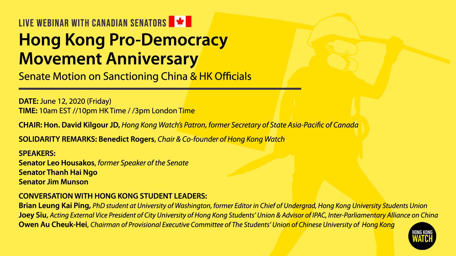 Hong Kong Watch on Twitter "LIVE Webinar with Canadian 🇨🇦Senators