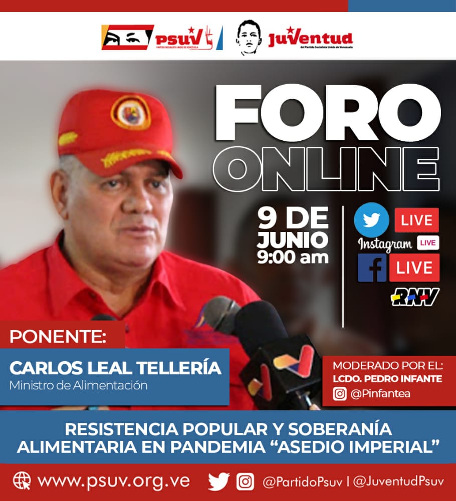 Los espero mañana, a las 9:00 a.m., a conectarse al foro online con el  camarada @pinfantea. Vamos a estar conversando sobre los avances en materia  alimentaria y organización popular, para derrotar el, image size:910x1000