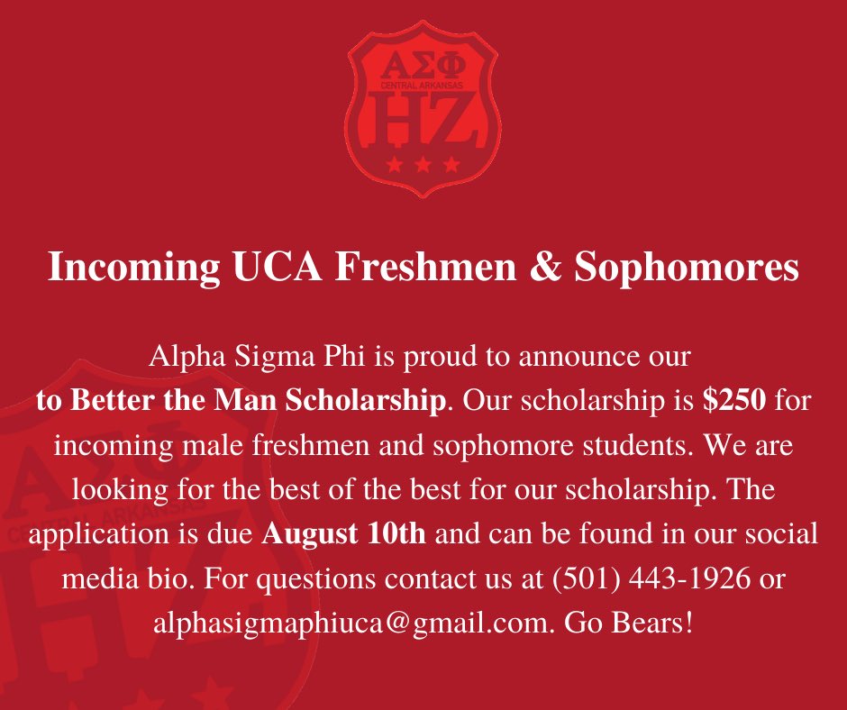 UCAasp's tweet photo. ‼️SCHOLARSHIP OPPORTUNITY‼️ We are proud to announce our to Better the Man Scholarship! Please read the information below. Application link is in our bio. #tobettertheman #uca23 #uca24 https://t.co/wSvHbrLmfo