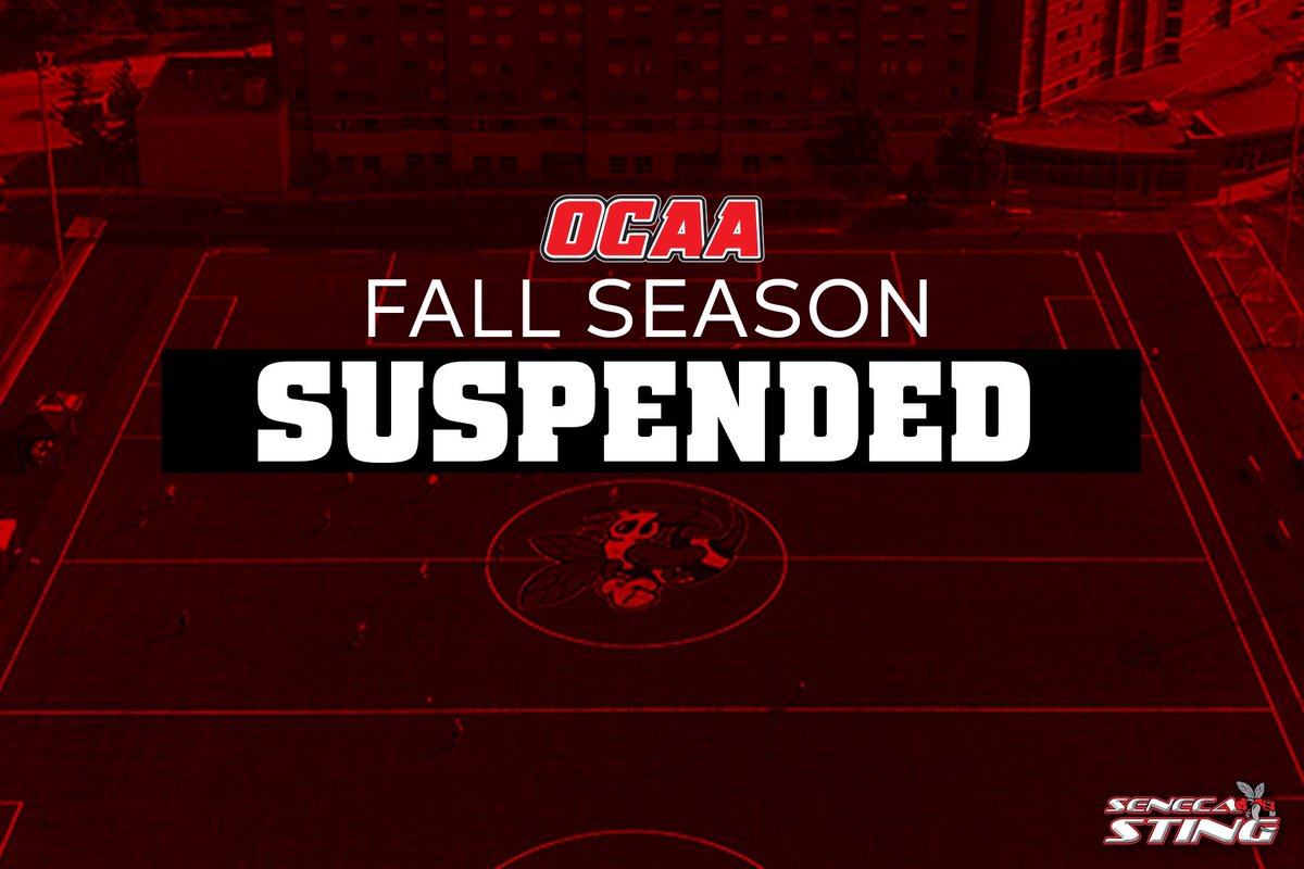 SenecaSting's tweet photo. The OCAA has suspended all varsity sports and recreation activities (OCR) for the 2020 fall semester. The 2021 winter semester are currently planned to take place with reduced schedules. https://t.co/1GwUWCiaIu