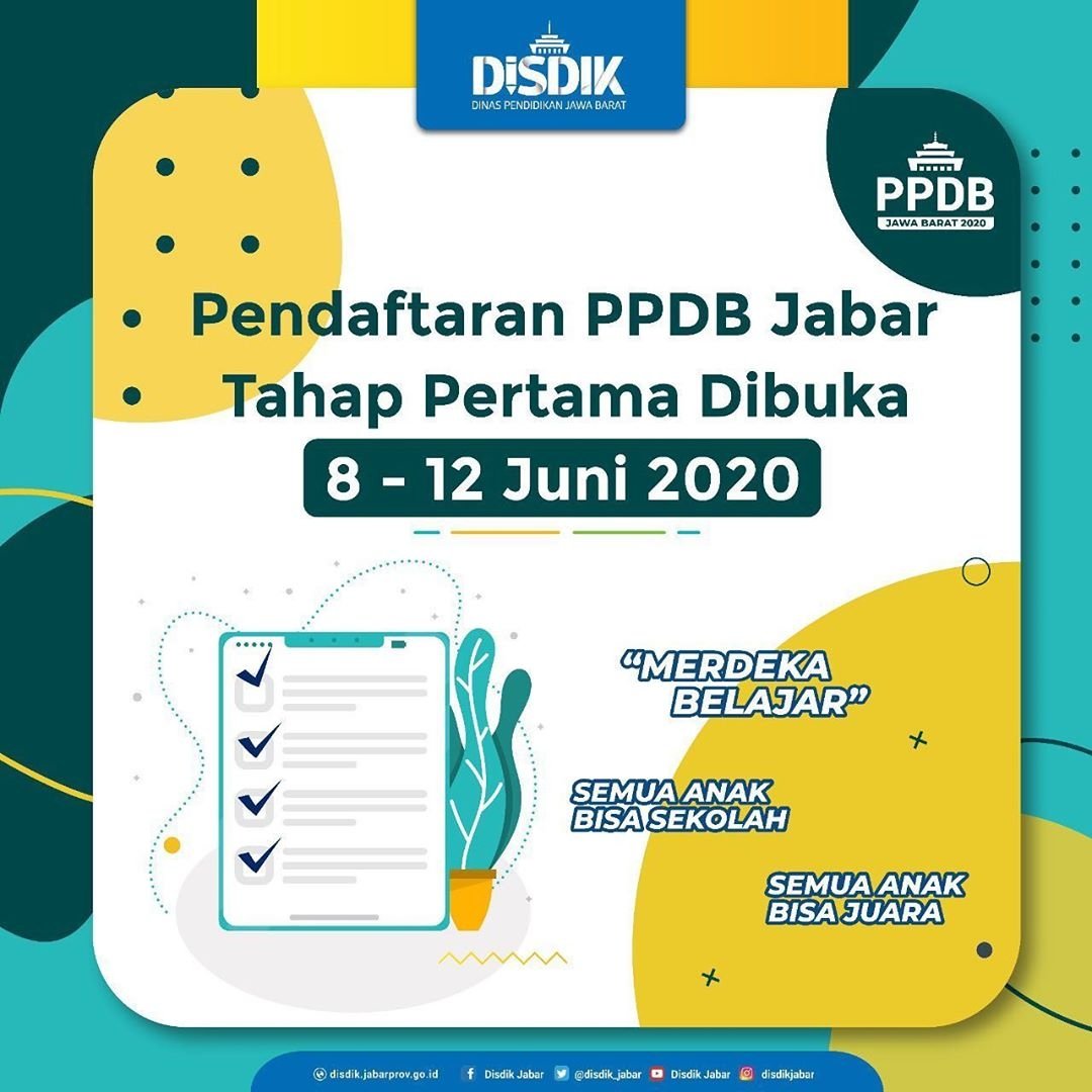 InfoSmanela's tweet photo. Pendaftaran PPDB Jabar Tahap Pertama Dibuka 8-12 Juni 2020. https://t.co/7mDrelJtl8