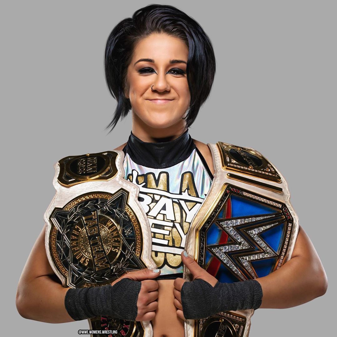 RamyWrestling's tweet photo. Your fav 🤩 woman as a Double Champion

🔃 Becky Lynch 
❤ Bayley https://t.co/vBDDctjETn