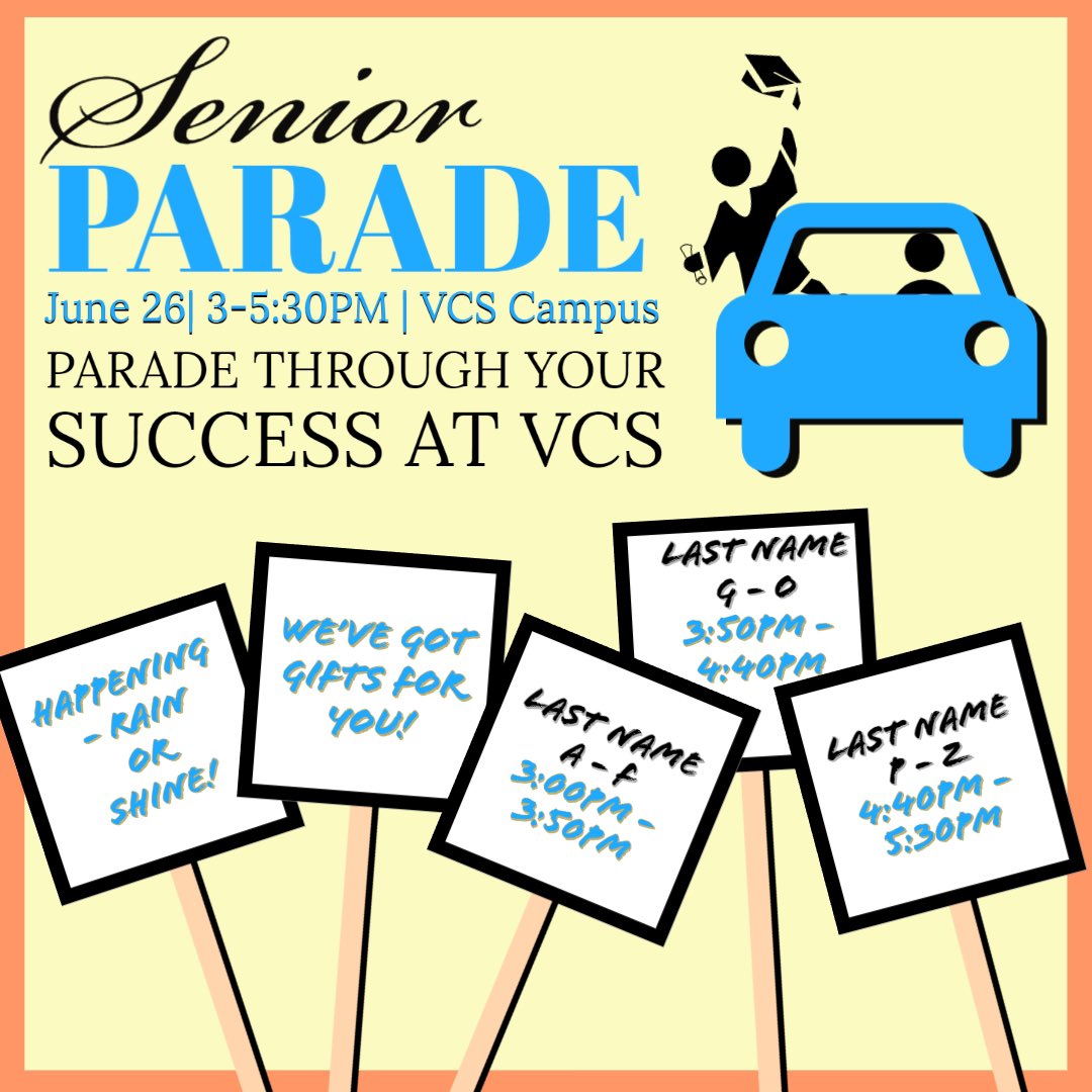 VictorSeniorHS's tweet image. Seniors! We are so excited to invite you to the Senior Parade on Friday, June 26th! @VictorSchools @VictorCSD_Super