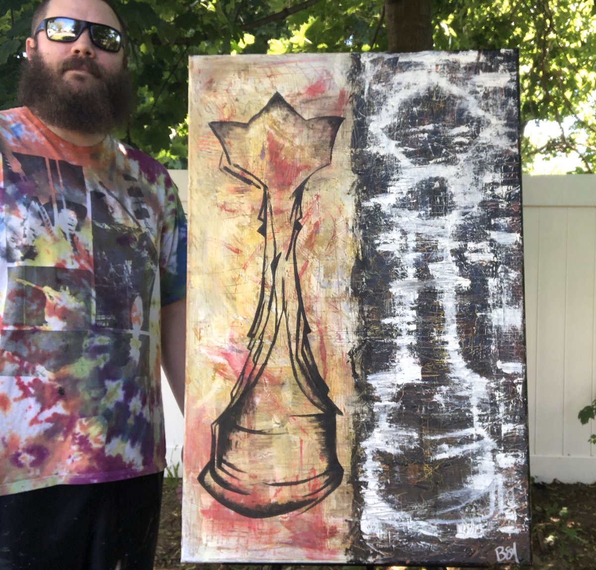 ArtworksBrandon's tweet photo. Big time chess piece! Trying out my new Bluetooth tripod I got. #chess #chessart #kingandqueen #chesspainting #oilpainting #oilpantingchess #ArtistOnTwitter #abstractartist #homedecoration #VisualArt #new_talent_promo https://t.co/b5md2lLPOl