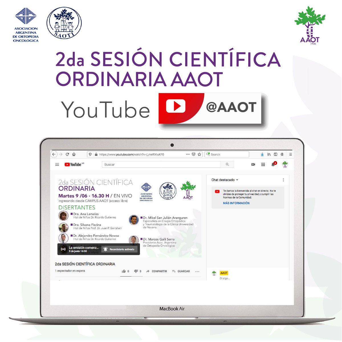 AAOTorg's tweet photo. 👉 ¡Mañana! 2da SESIÓN CIENTIFICA ORDINARIA conjunta. #AAOT #SAOTI #AAOO 📆 Martes 9 de junio a las 16.30 H / EN VIVO por nuestro canal de YouTube regístrate en @AAOT 📱💻https://t.co/taqeuJiUIt @SAOTI11 https://t.co/w1JG9M4kej