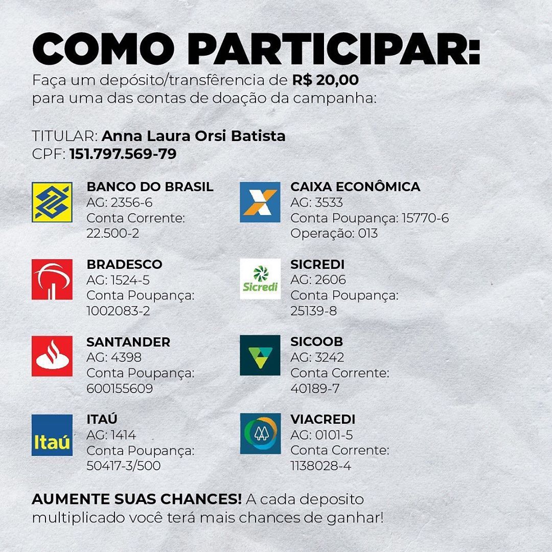 Felipe Moresco está realizando uma rifa solidária para ajudar a Laurinha que tem apenas 9 meses e foi diagnosticada com AME. (Atrofia Muscular Espinhal) #SalveALaurinha

Participe!

instagram.com/p/CBL98yLllo8/…