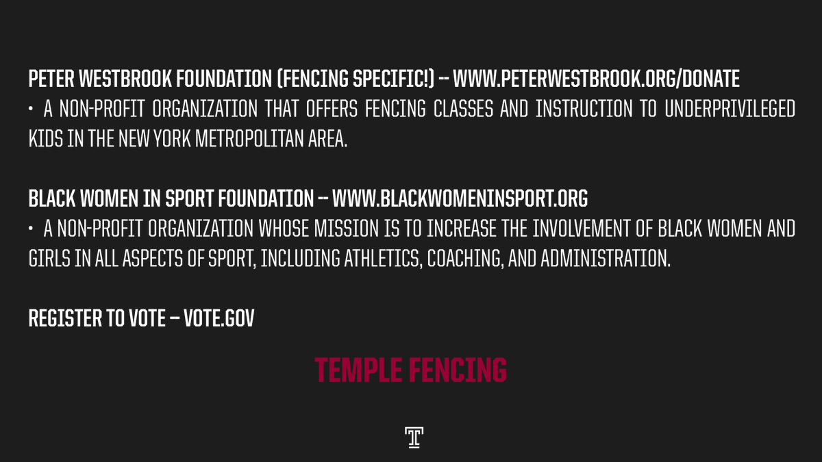 TempleFencing's tweet photo. A letter from the Temple University Fencing Team… https://t.co/RxkBmn5v78