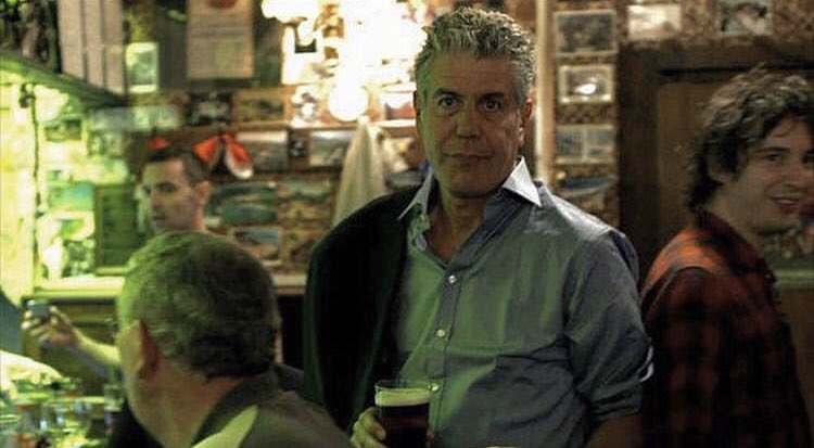 Anthony Bourdain, who we lost two years ago today, enjoying a Cruzcampo in Bradley’s Spanish Bar. Tony knew, don’t argue.