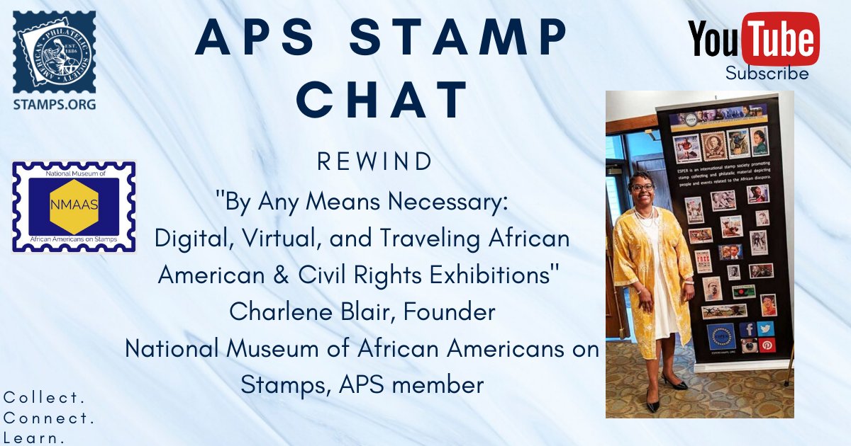 APS_stamps's tweet photo. "By Any Means Necessary..."This #StampChat Rewind from APS member, @thestampkeeper, is a powerful testimony to #stampsteach. Charlene Blair's focused mission is to produce and encourage the propagation of public, even pop-up stamp exhibits-WATCH NOW:    https://t.co/gXmoluZTOB https://t.co/hCQB3pOnpW