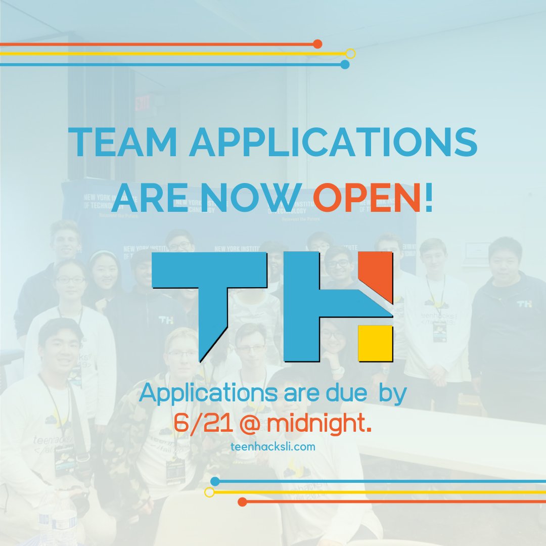 TeenHacksLI's tweet photo. Great extracurricular opportunity for high schoolers! You can obtain firsthand leadership experience and the ability to work with large tech companies! Visit https://t.co/oJxZeEBL86 to check out our many different departments and apply 🔥 https://t.co/rEpIm9Hwun