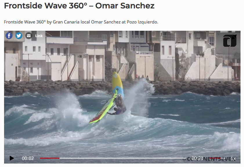What a perfect frontside wave 360° by <a href="/omar_e33/">Omar Sánchez</a> , filmed during the <a href="/GCWindWavesFest/">GCWind&WavesFestival</a> 2019. He slides fin backwards on the wave continentseven.com/frontside-wave… #windsurfing #waves <a href="/gctourism/">GranCanaria.com 🌴☀️</a> #flow