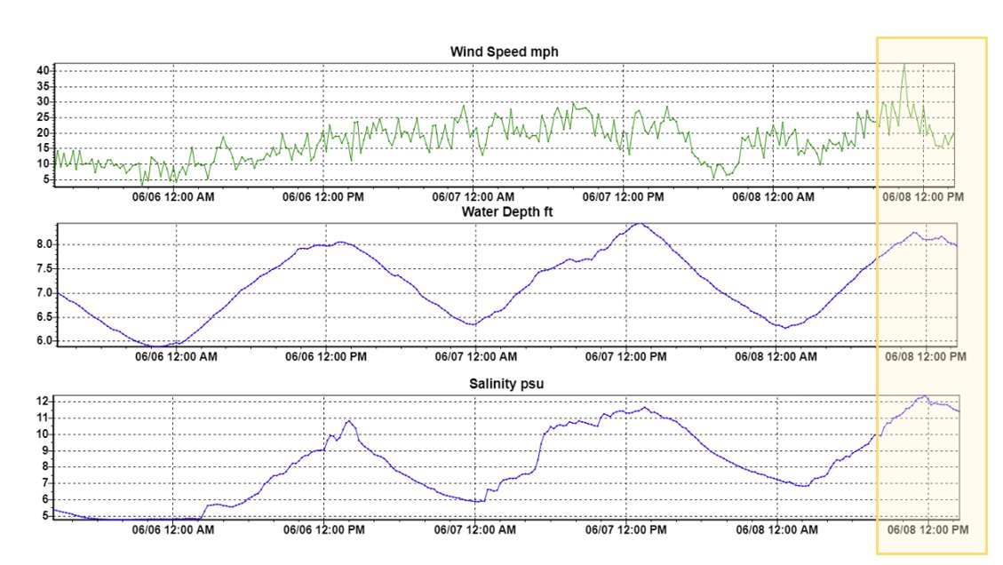 LUMCONscience's tweet image. Trailing end of TS #Cristobal creating southerly winds that are piling up water in our parking lot! A change from the northerly winds yesterday when the Marine Center was on the western side of the storm #nerdythings