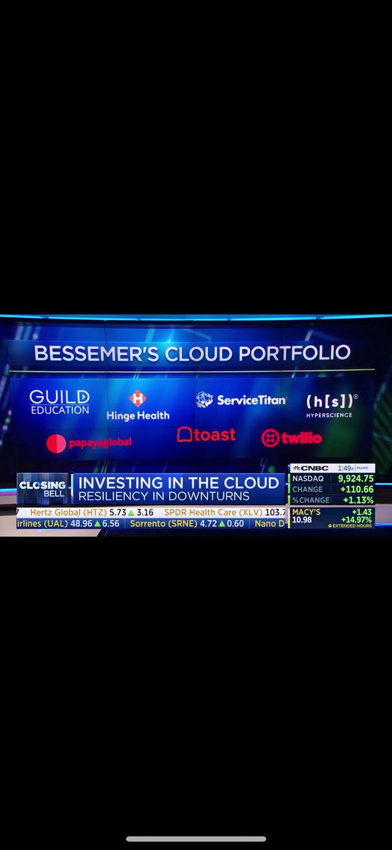 Thanks <a href="/CNBCClosingBell/">CNBC's Closing Bell</a> for having me back to discuss the venture capital &amp; the cloud software market.

And a HUGE thanks for highlighting our most recent portfolio company <a href="/HyperscienceAI/">Hyperscience</a> the most exciting enterprise automation company that we’ve come across. 🚀