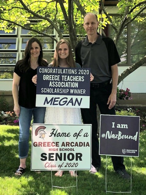 GreeceTeachers's tweet photo. Congratulations to Megan P.  from @GreeceArcadia Class of 2020, a GTA Scholarship Winner! Way to go, Megan! Best of luck to you as you pursue your education with the goal of becoming a teacher. https://t.co/jgcCvqCDnT https://t.co/RvQoCRrfgu