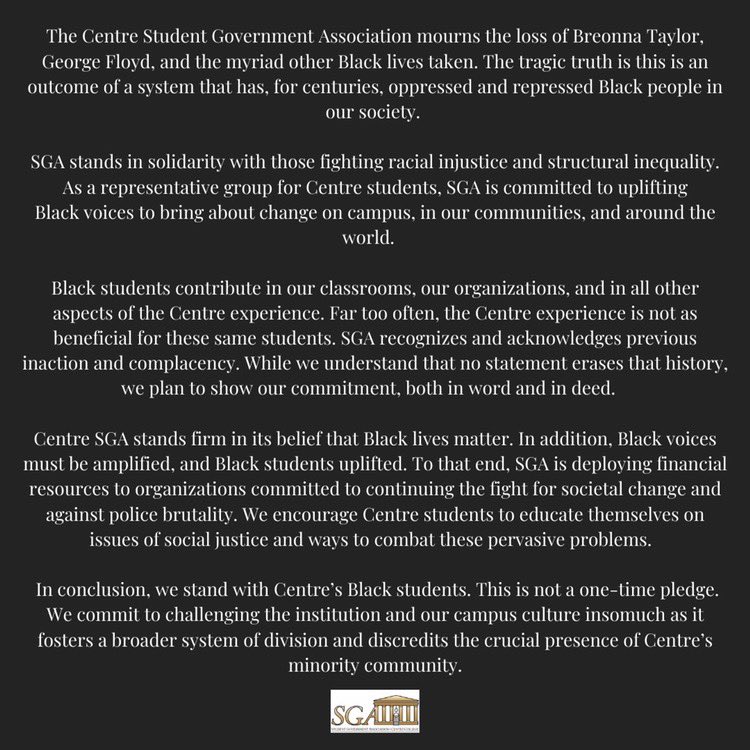Centre College SGA tweet media