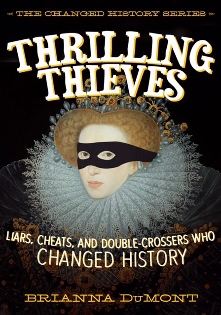 Brianna_DuMont's tweet photo. Throwback to that one time I tried to make my cat wear a coffee filter Elizabethan ruff to demonstrate my cover thief in THRILLING THIEVES and I found her standing over me in my sleep the next day. #ominous #THRILLINGTHIEVES #changedhistory #nonfiction #kidlit https://t.co/UF77Kf21vT