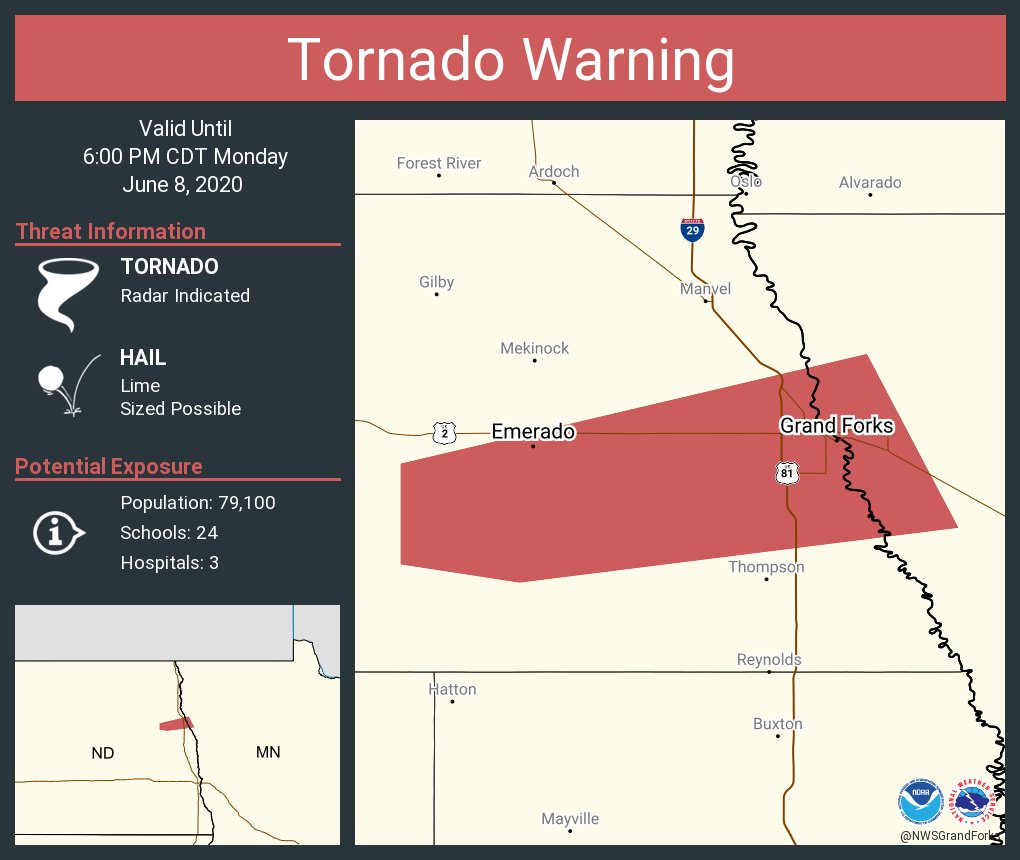 Tornado Warning including Grand Forks ND, East Grand Forks MN, Emerado
