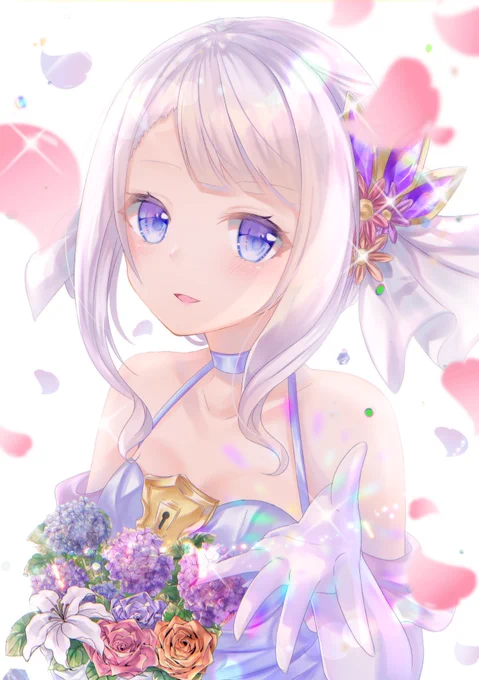 ウエディング風ティナちゃん

 #白猫お絵描き 