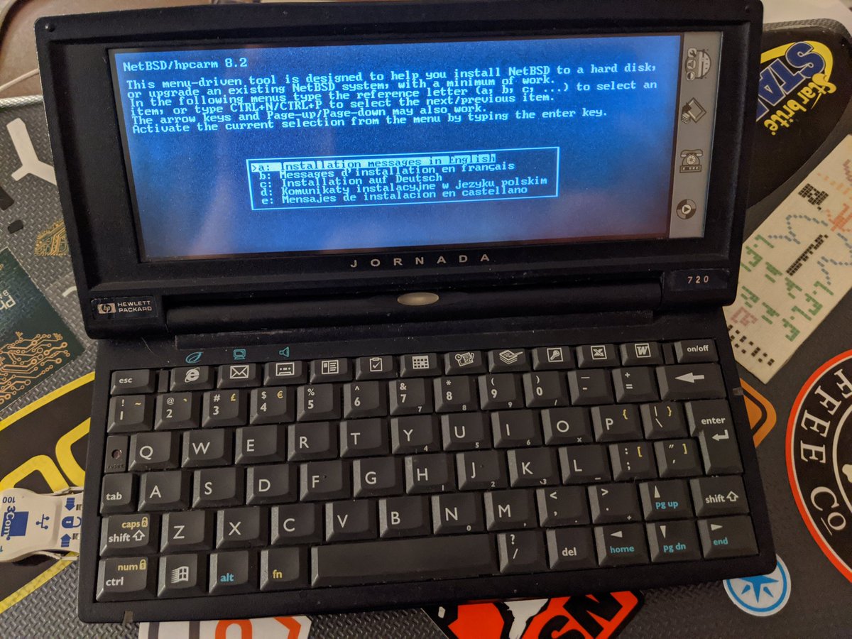ax0n's tweet image. Looks like there are finally some (not many) packages for a semi-modern version of NetBSD/hpcarm. Let&apos;s do this. #netbsd #runbsd