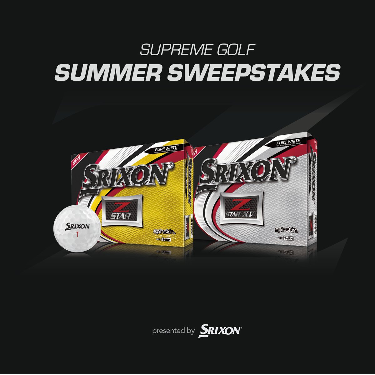 supremegolf's tweet photo. 🚨We're celebrating the release of #SGV2 with a brand new Sweepstakes! Introducing the Supreme Golf Summer Sweepstakes presented by @SrixonGolf. 

Enter to win 3 DOZEN Srixon Z-Star golf balls NOW➡️ https://t.co/Vp2SbCQGij https://t.co/dfjKXT0bxD