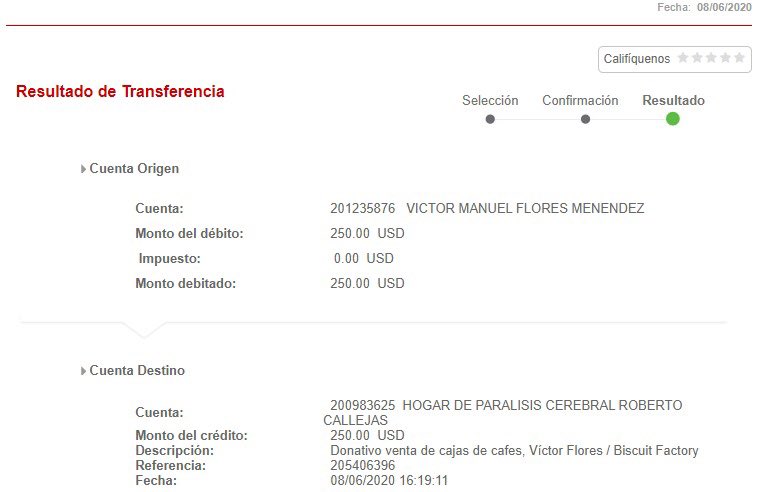 ChefManey's tweet photo. Update: hoy vendí la última caja de cafés especiales y les muestro la transferencia que gracias al apoyo de todos ustedes, pude hacer al @HOPAC_ORG 
Seguiremos viendo qué inventamos para ayudar donde se necesite. ¡Gracias a todos! https://t.co/i78ldb9U7k