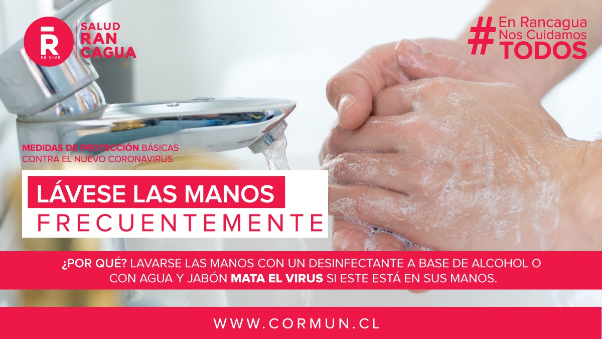 ❗Recuerda que el uso de agua y jabón o alcohol gel es indispensable para evitar contagios, prevenir la propagación de Covid-19 depende de ti porque #EnRancaguaNosCuidamosTodos 😷