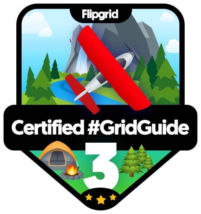 I’ve accomplished my 2nd summer goal & earned level 3 certification for Flipgrid, making me the 1st/only #gridguide in Lake County (based on Flipgrid’s map)! I love this platform & am excited to help others who want to get started or up their game! #flipgridfever #rlmspride