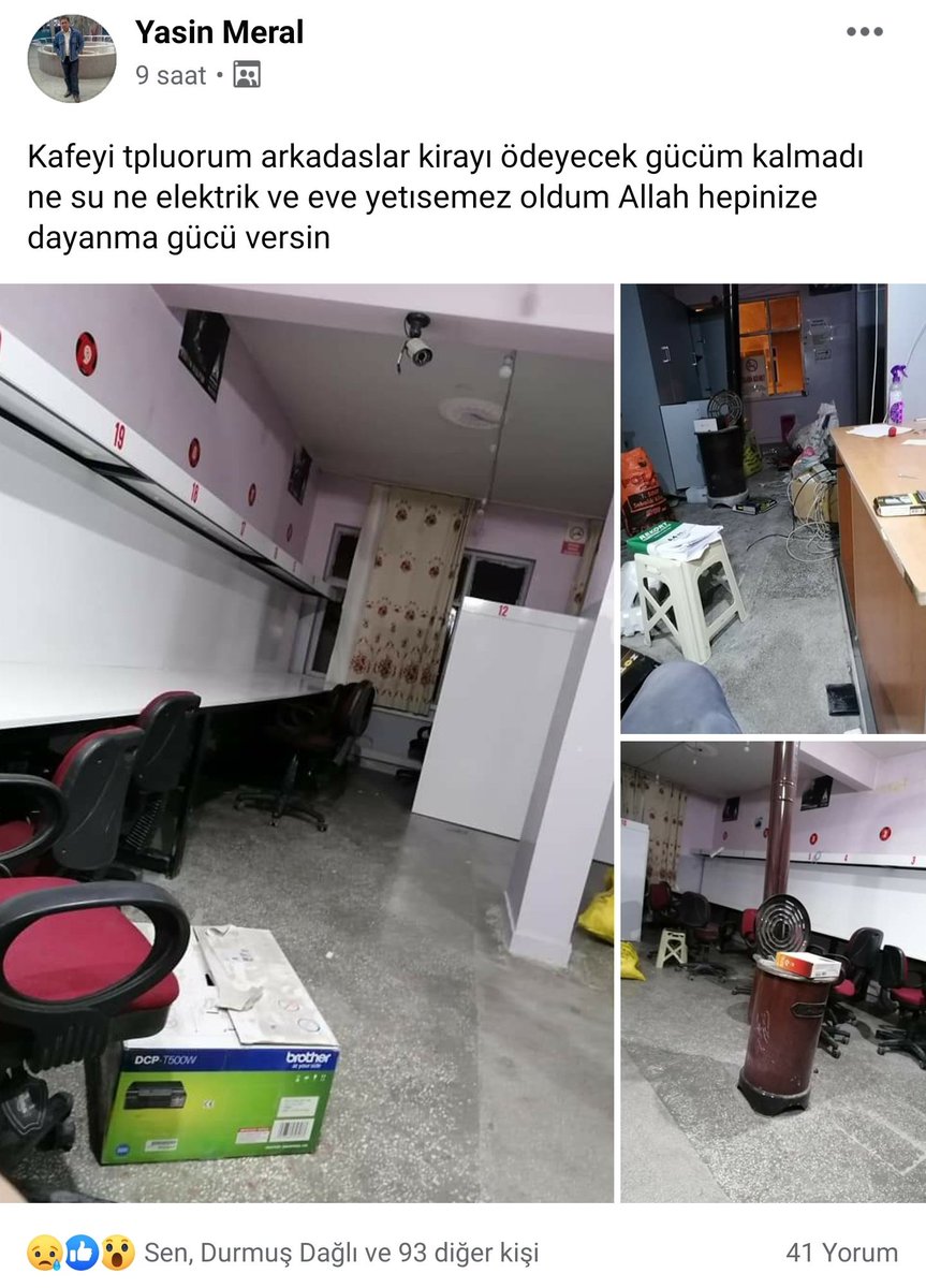 İnternet kafe işletmecilerini bu hale düşürenler utansın.  3 aydır ödemelere yetişemiyoruz.  #internetkafeleriunutma