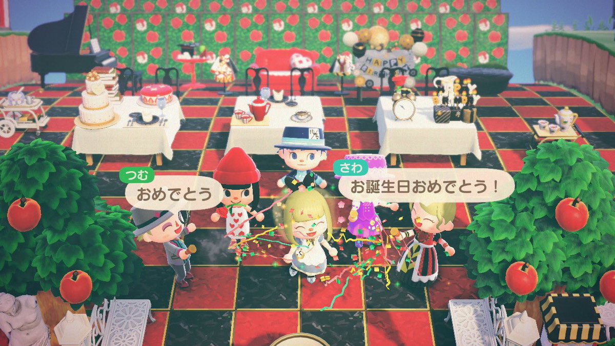 MITOKI_333's tweet photo. 昨日お誕生日でしたー♡あつ森でみんなにお祝いしてもらった♡アリスあわせ♡みんなありがとうございました😭♡いろんな方の素敵なマイデザをお借りし、素敵な誕生日パーティーができました！ありがとうございます😢♡ https://t.co/tCM7oQEjCy