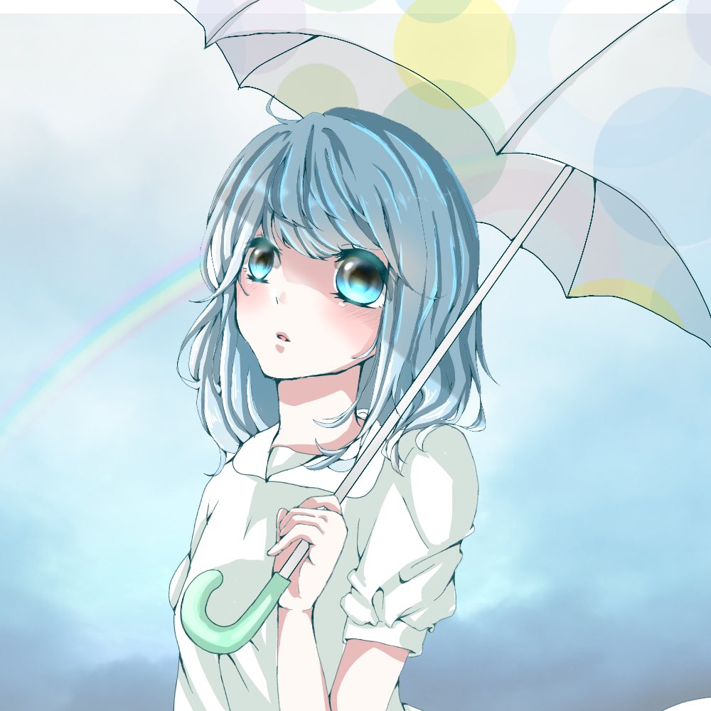らなや おはようございます 過去絵第二十一弾 このイラストは傘を描きたくて 空は多分というか絶対素材w この絵は本当に目が でかいw