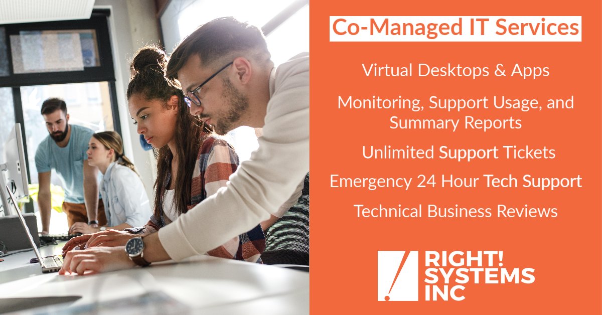 RightSystemsInc's tweet photo. Our Co-Managed IT Services provide a range of benefits for companies with an integral IT department but could use extra help in certain areas. Learn more here, https://t.co/A03ZSCjpFJ #managedservicesmonday https://t.co/nljkpzp6wt