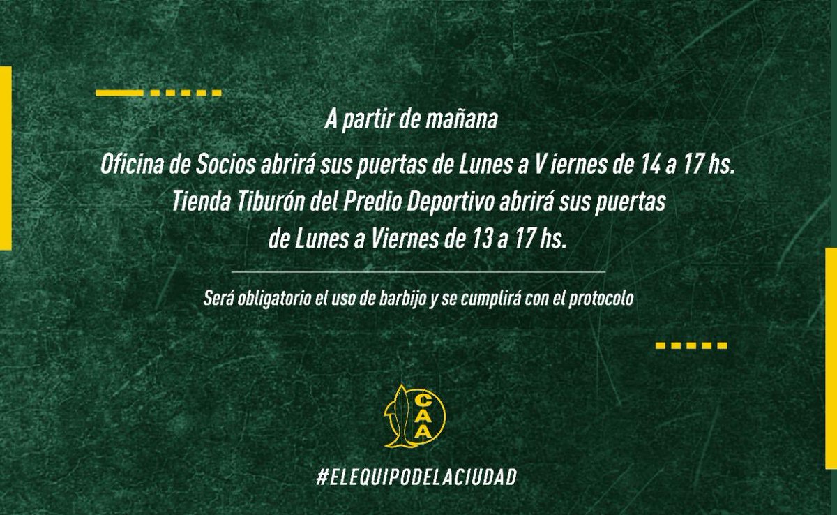 🔰A partir de mañana abren la oficina de socios y la Tienda Tiburón del predio deportivo 🔰 #VamosAldosivi https://t.co/WT8YYXUrAJ