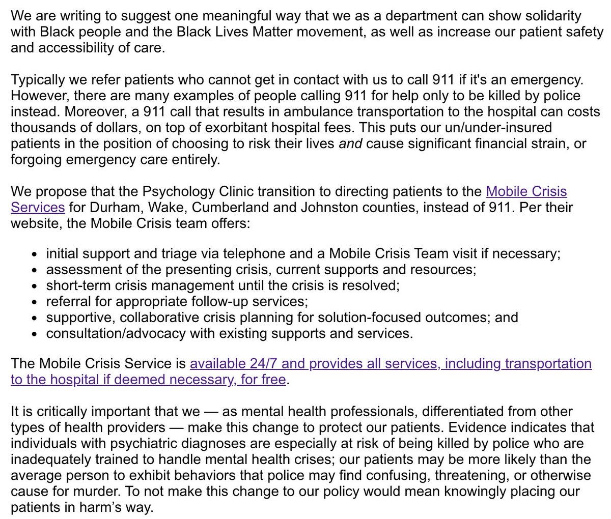 tjackbrooks's tweet photo. here is the email that clinical students unanimously sent to the psychology clinic leadership, who made the change in one business day. jack.brooks@duke.edu for text version https://t.co/LfQmFOnE4y