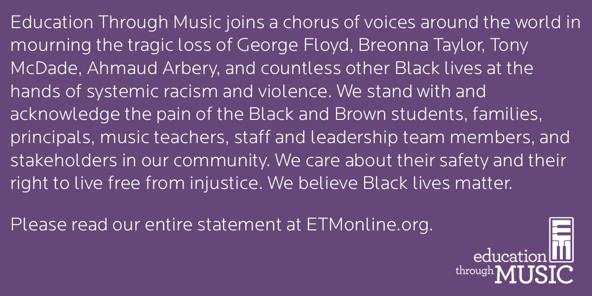 We stand with and acknowledge the pain of the Black and Brown students, families, principals, staff, and stakeholders in our community. We care about their safety and their right to live free from injustice. We believe Black lives matter. Full statement: ETMonline.org