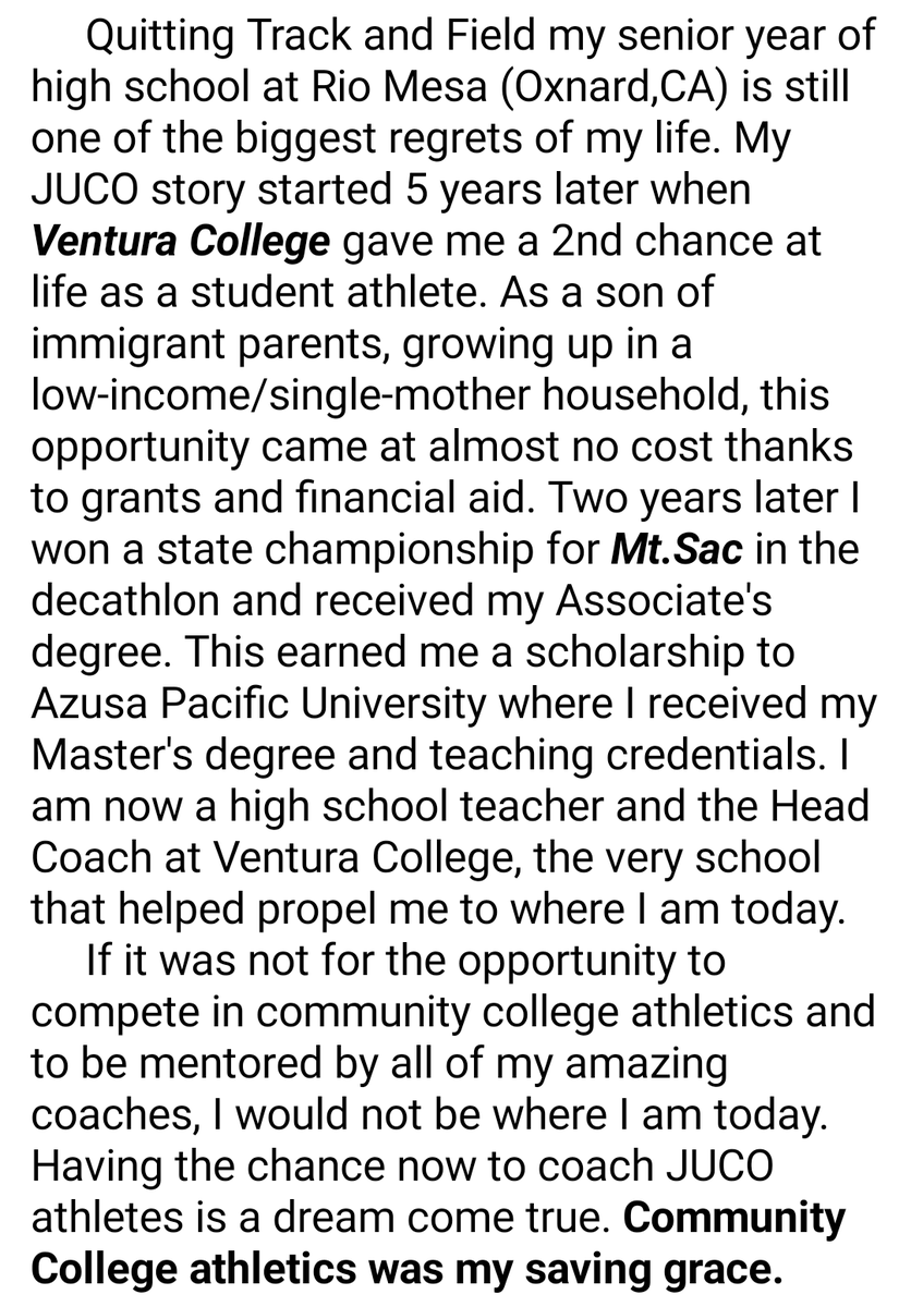 TomekCzerwinsk1's tweet photo. #MyJUCOStory 
@rmhs_spartans ➡🏈🏀🏃 @ventura_college ➡🏃
@MtSAC ➡ 🏃🥇💍
@azusapacific ➡ 🏃🥇💍💍
@pacificatritons ➡ 🏃 🏈🥇💍
@ventura_college ➡ 🏃 ...
Thank you...
@itzbfitz @mikemoon42 @Rkamaka1 
@VCAthletics @VCTFXC @MtSAC_athletics @MtSAC_Track @APUCougars @APU_track https://t.co/nScBoQKZ06